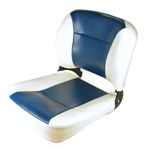 Сиденье складное мягкое бело-синее с низкой спинк